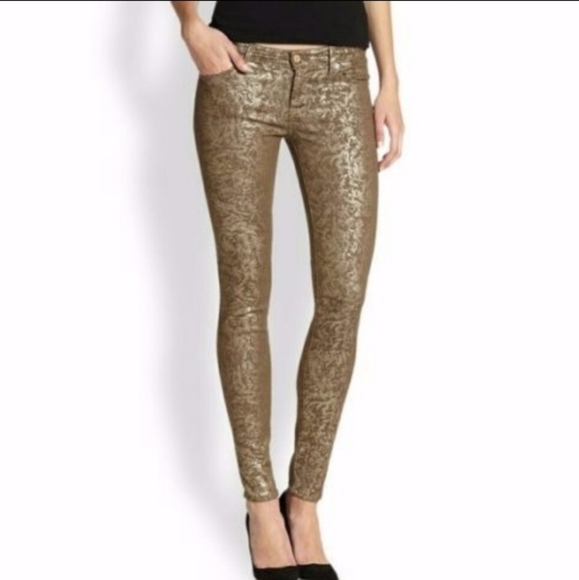 7 FOR ALL MANKIND Metallic Gold Coated Jeans 25